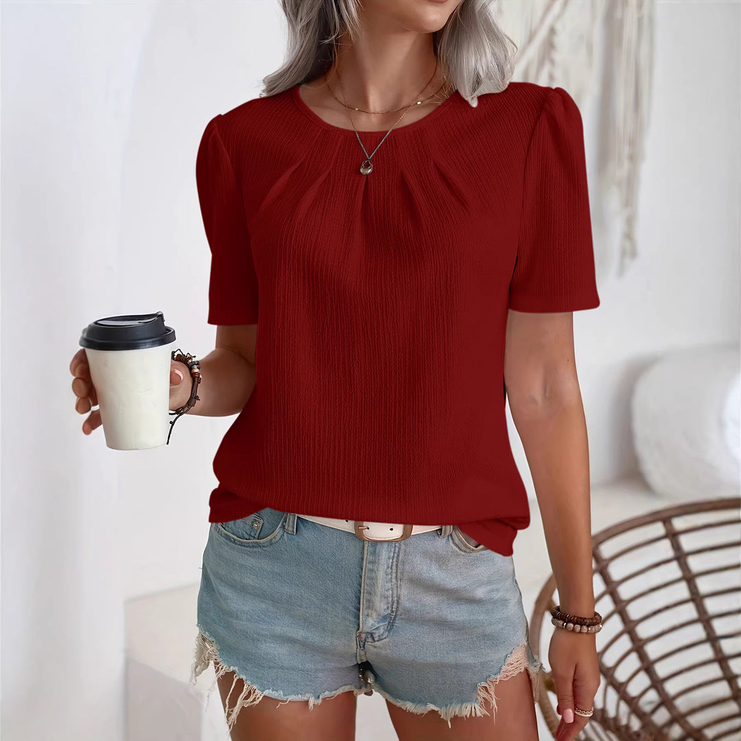 Women's Fashion Top with Textured Design and Puff Sleeves Lune London