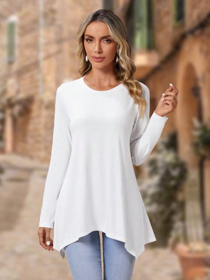 Women long top with asymmetrical hem and relaxed fit Lune London
