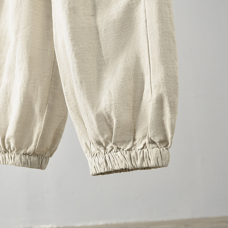 Casual linen pants for women with elastic waist and side pockets Lune London