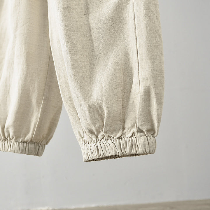 Casual linen pants for women with elastic waist and side pockets Lune London
