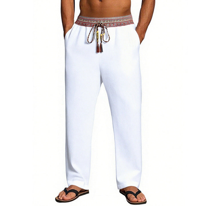Men's Casual Beach Pants with Elastic Waist and Decorative Drawstring Lune London