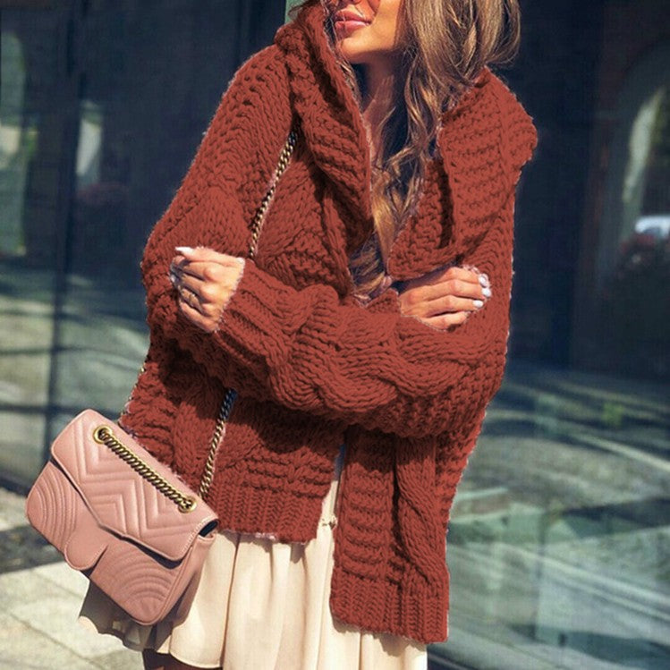 Ladies oversized knitted cardigan with asymmetrical cut and oversized sleeves Lune London