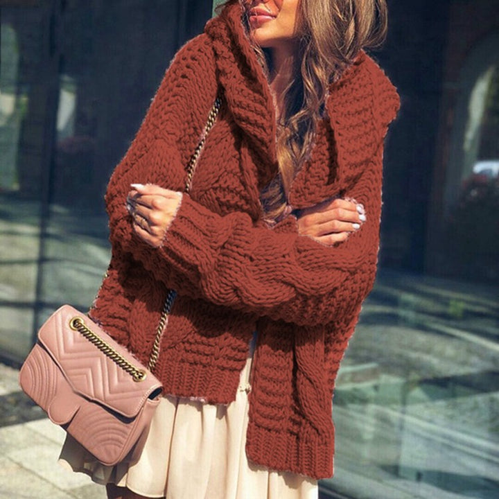 Ladies oversized knitted cardigan with asymmetrical cut and oversized sleeves Lune London
