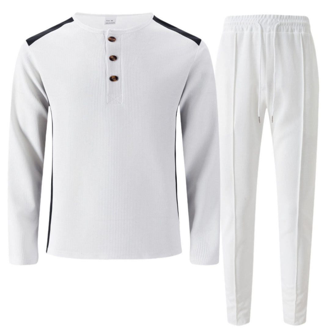 Men's leisure suit with an elegant Henley top and comfortable jogger pants Lune London