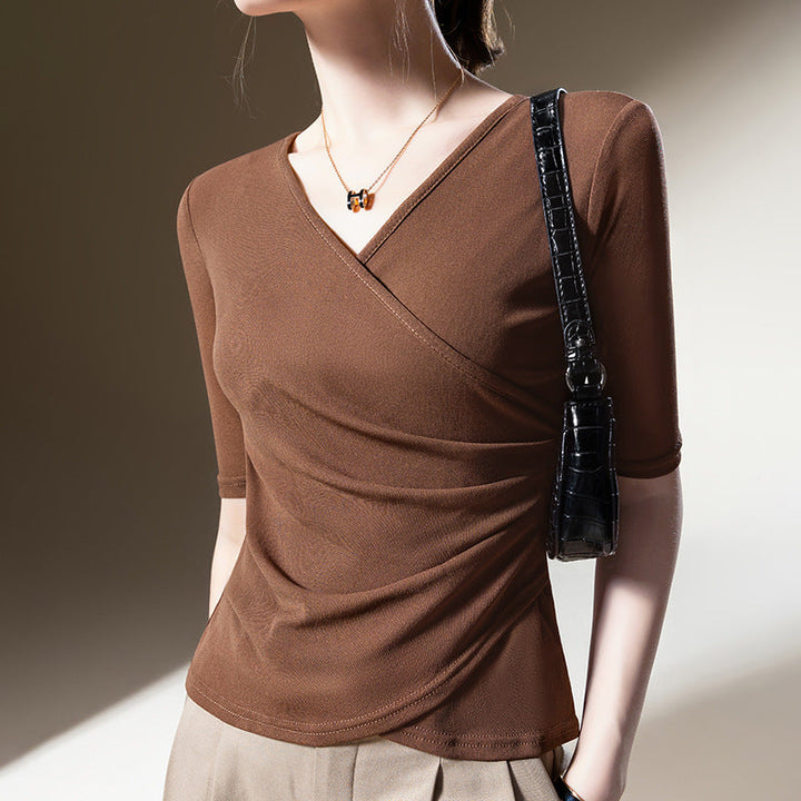 Women's Wrap Top with Sophisticated Draping and Figure-Friendly Cut Lune London