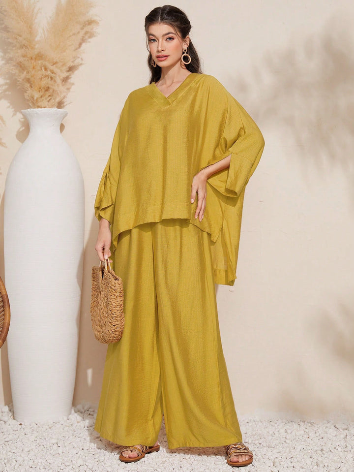 Ensemble décontracté pour femmes en deux pièces avec un haut volumineux et un pantalon large Chic & Stil