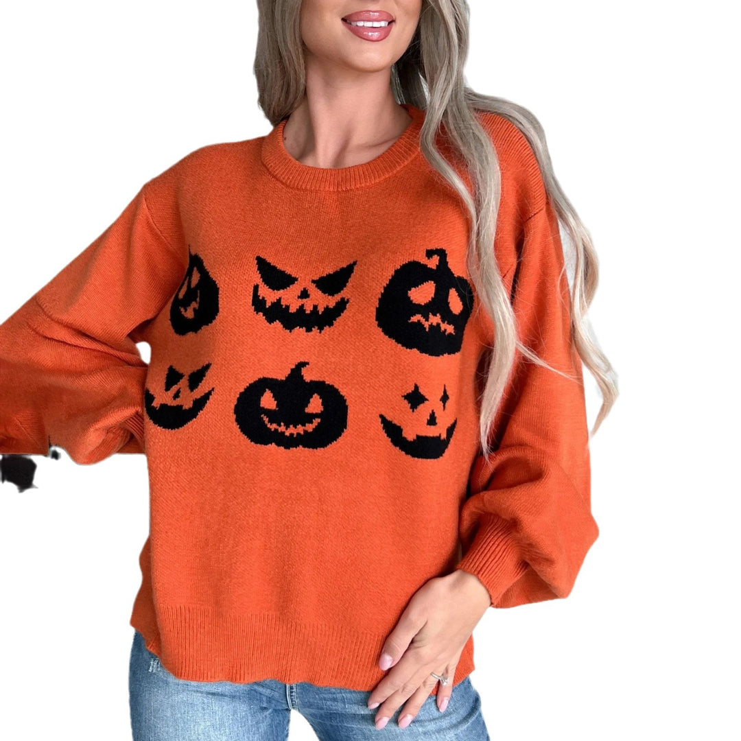 Oversized sweater for women with cheerful Halloween pattern Lune London