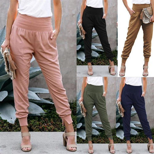 Sport leisure pants for women with elastic waist and pockets Lune London