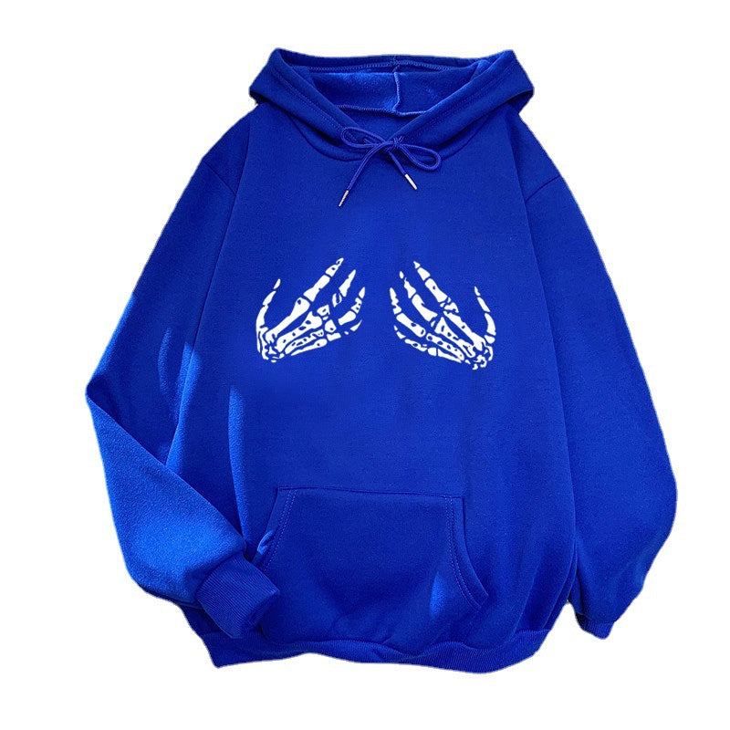 Women's hoodie with creative skeleton design Chic & Stil