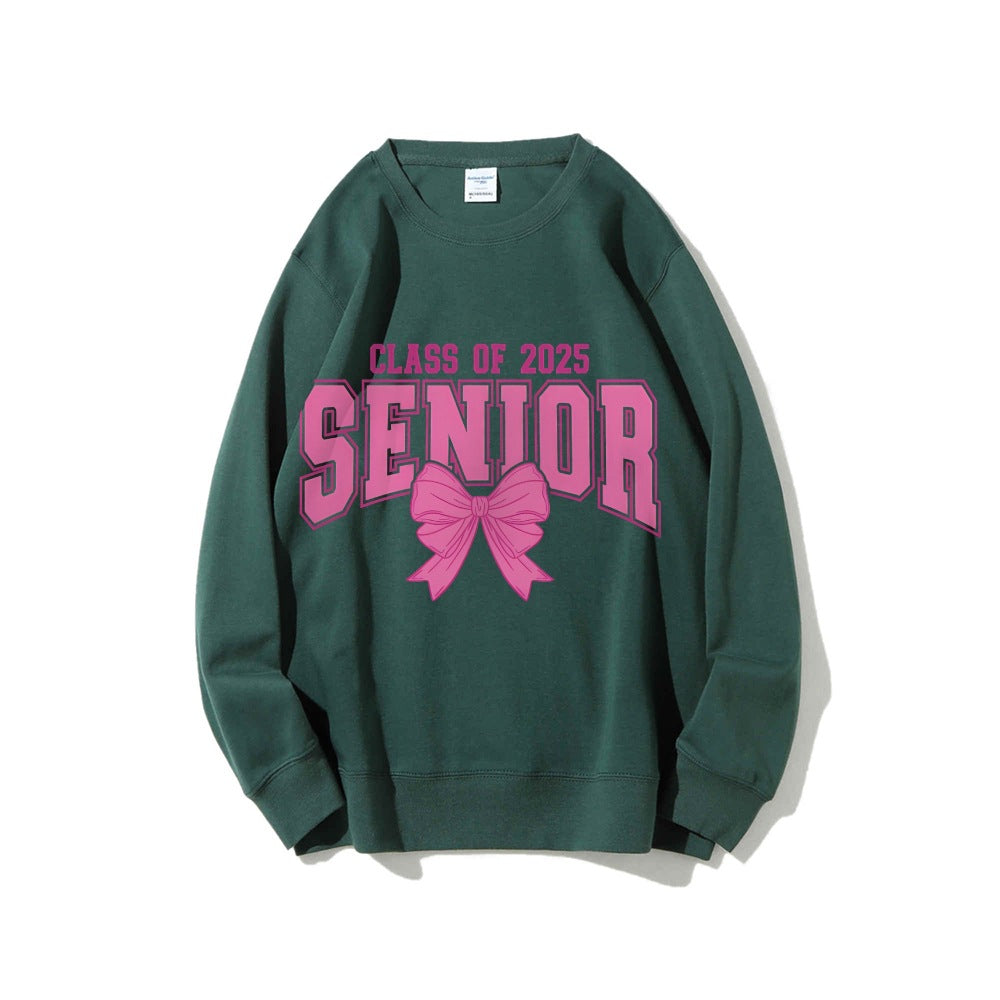 Sweatshirt pour femmes avec l'année de graduation et design de nœud décoratif Chic & Stil