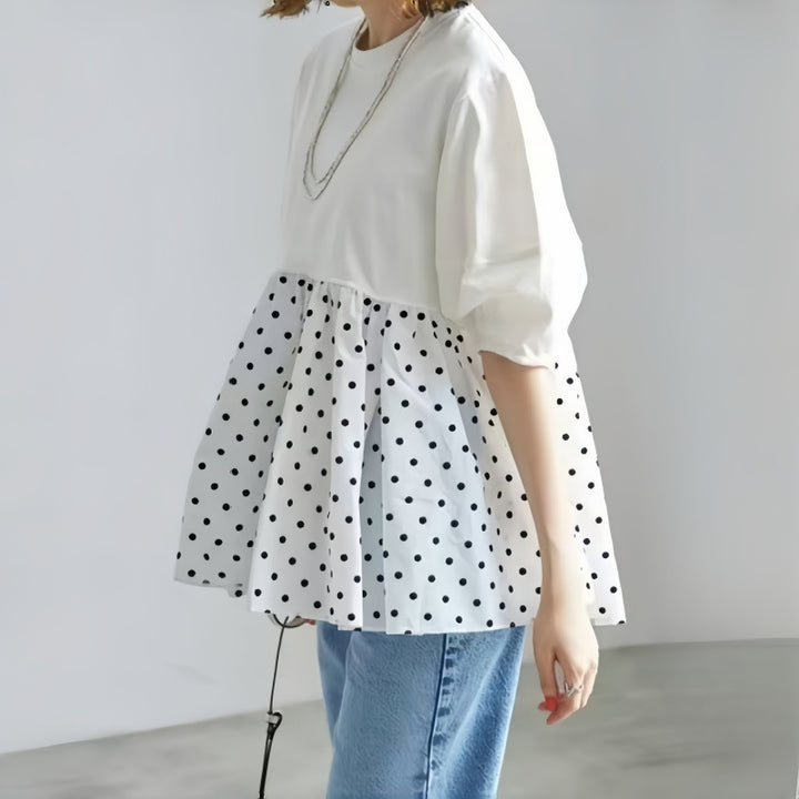 Polka dot peplum top Damen Lune London