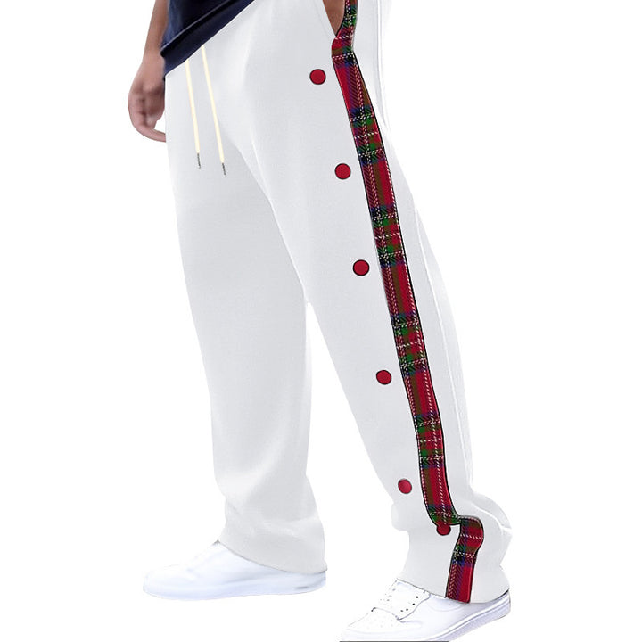 Leisure trousers for men with snap button detail and checkered hem Lune London