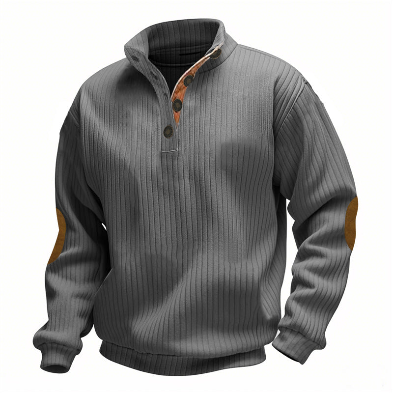 Casual knitted sweater for men with a fashionable collar and elbow patches Lune London