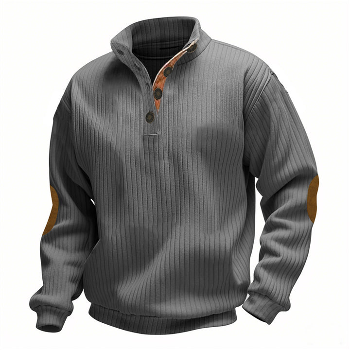 Casual knitted sweater for men with a fashionable collar and elbow patches Lune London