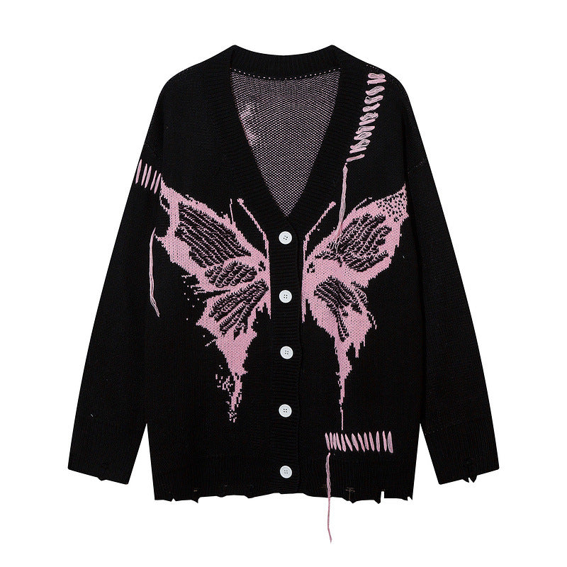 Casual cardigan for women with butterfly pattern and striking details Lune London