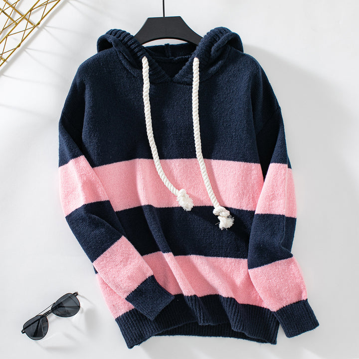 Women's hoodie with wide stripes and a soft material Lune London