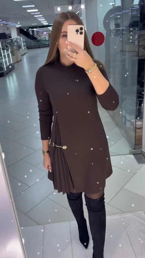 Women's elegant dress with draping and waist belt Chic & Stil