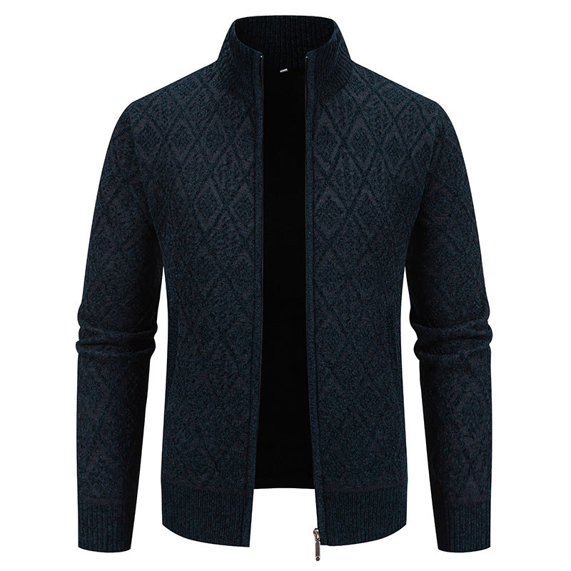 Men's knitted jacket with structured design and high collar Lune London