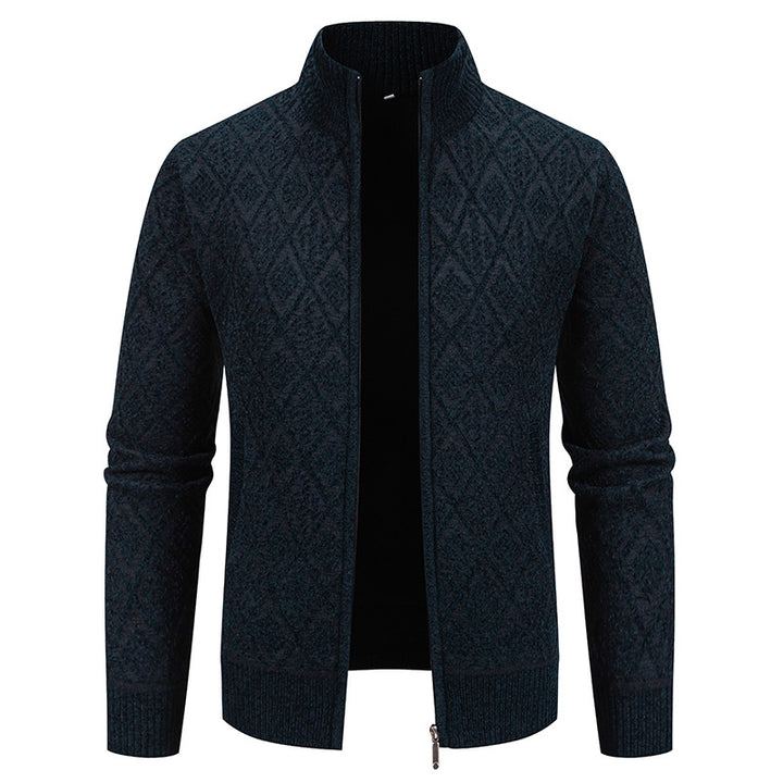 Men's knitted jacket with structured design and high collar Lune London