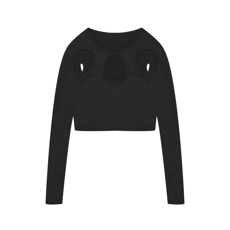 Ladies Cut-Out Long Sleeves Crop Top Lune London