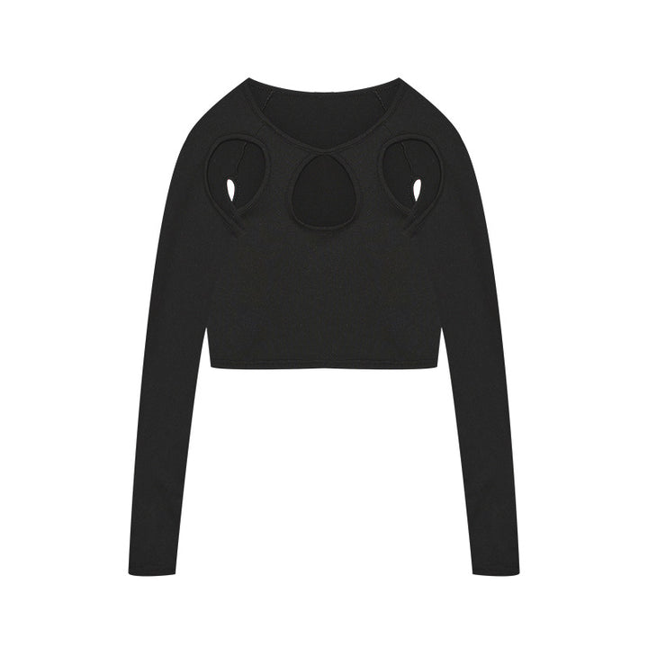 Ladies Cut-Out Long Sleeves Crop Top Lune London
