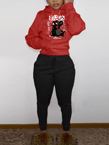 Women's sport hoodie set and jogging pants with a cute pattern Lune London