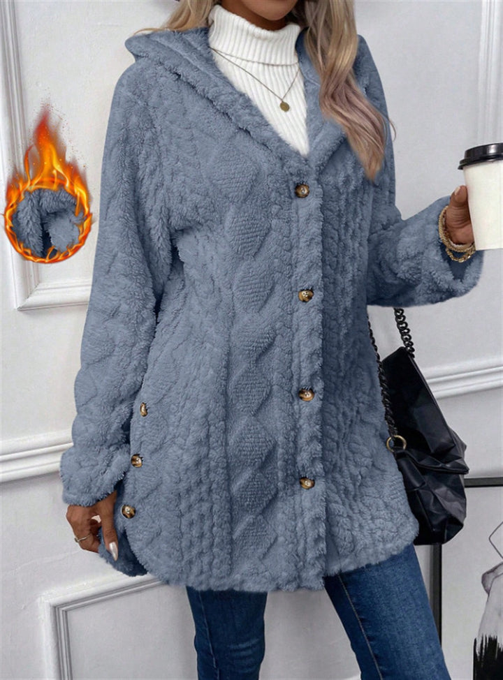 Ladies Cozy Teddy Jacket with Button Closure Lune London