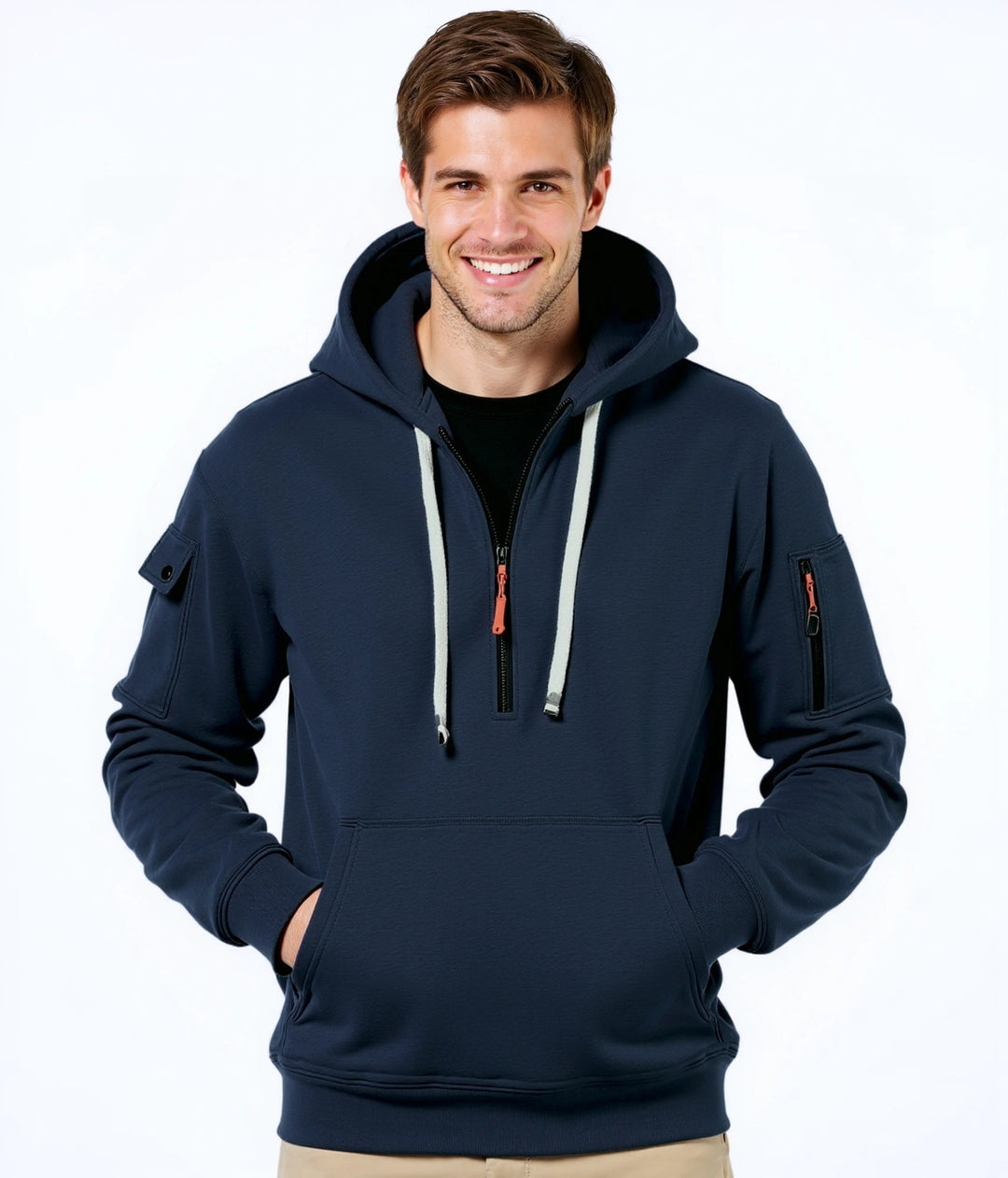Men's trendy hoodie with versatile pockets and modern zipper Lune London