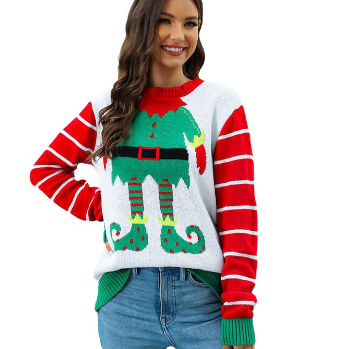 Christmas knitted sweater for women with playful fairy pattern and modern colorful details Lune London