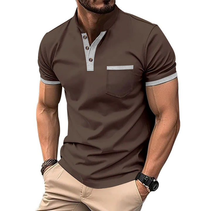 Men's short sleeve Henley shirt with an additional modern design and a chest pocket Lune London