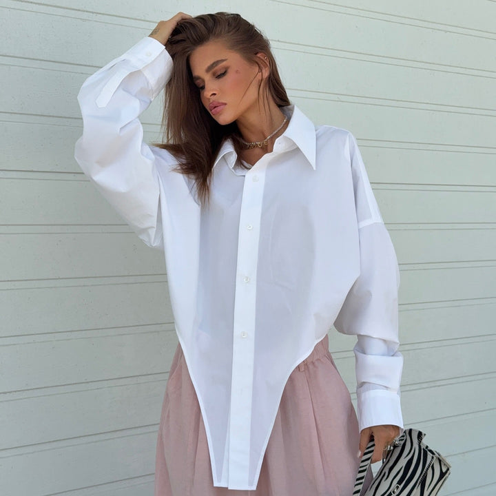 Oversized shirt for women with asymmetrical cut and modern details Lune London