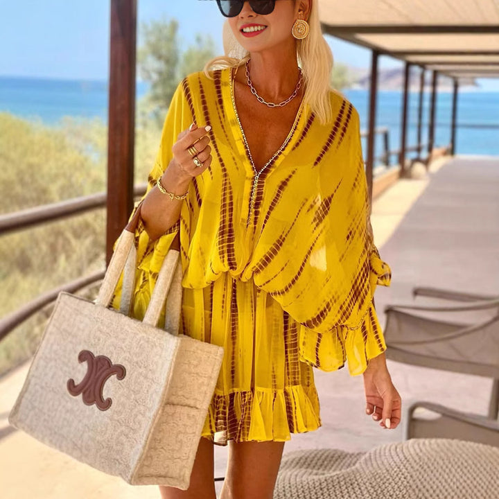 Women Mini Dress Chic and Fluid Ruffled Style