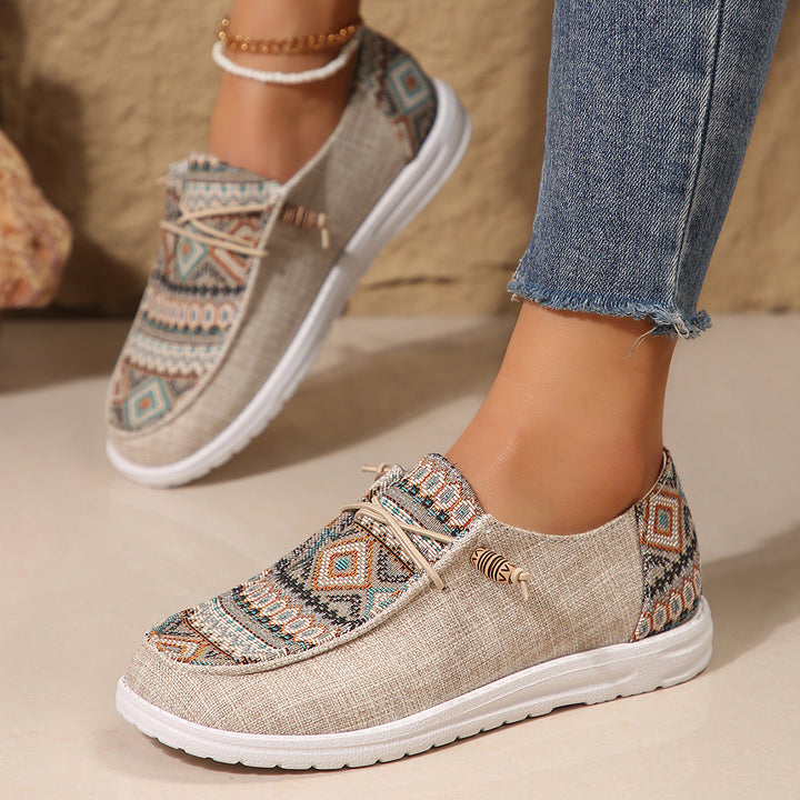 Casual Slip-On Sneakers for Women with Colorful Ethnic Pattern Lune London