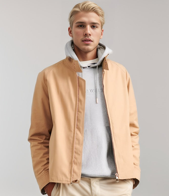 Modern bomber jacket for men with innovative high collar Lune London