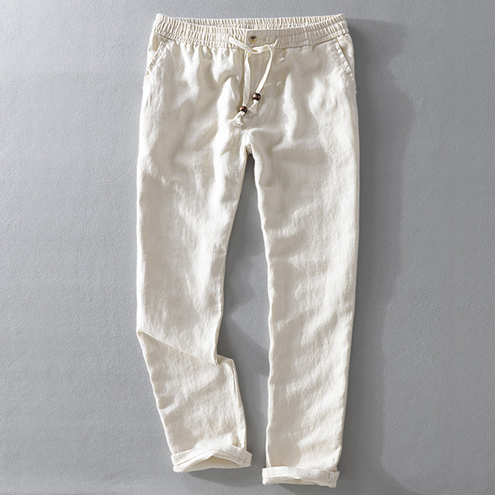 Casual linen pants for ladies with elastic waist and side pockets Lune London