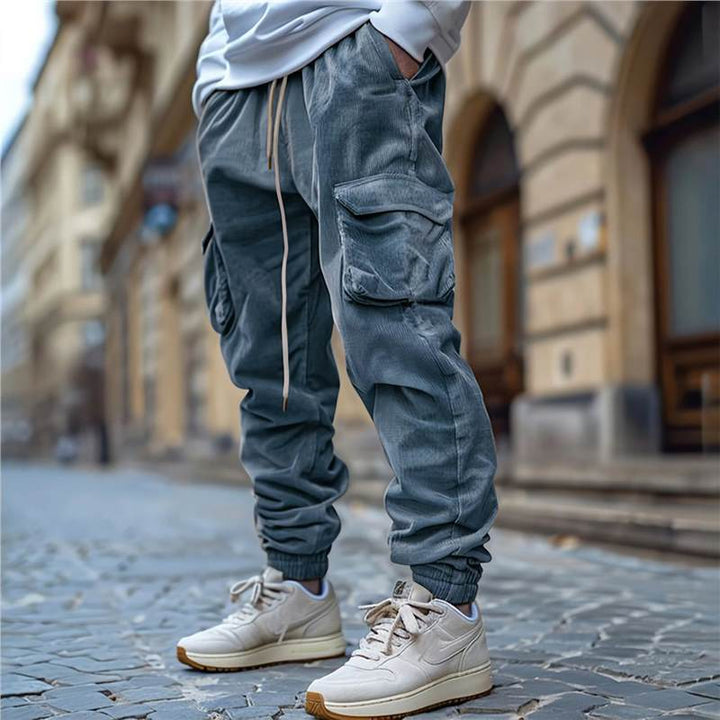 Men's cargo pants with functional pockets and elastic waistband Lune London
