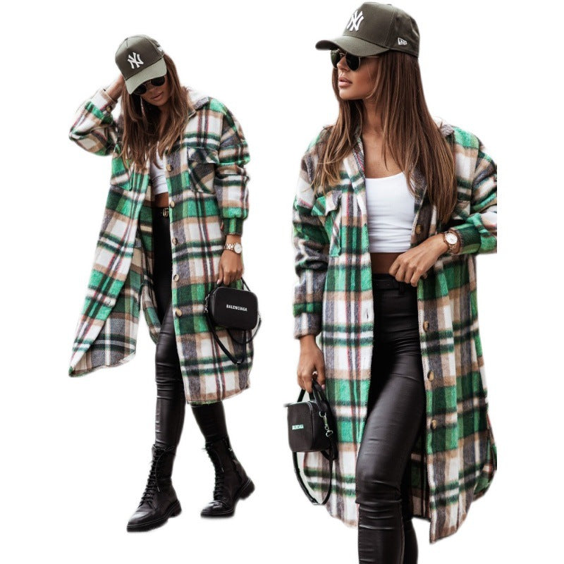 Ladies Plaid Long Coat Lune London