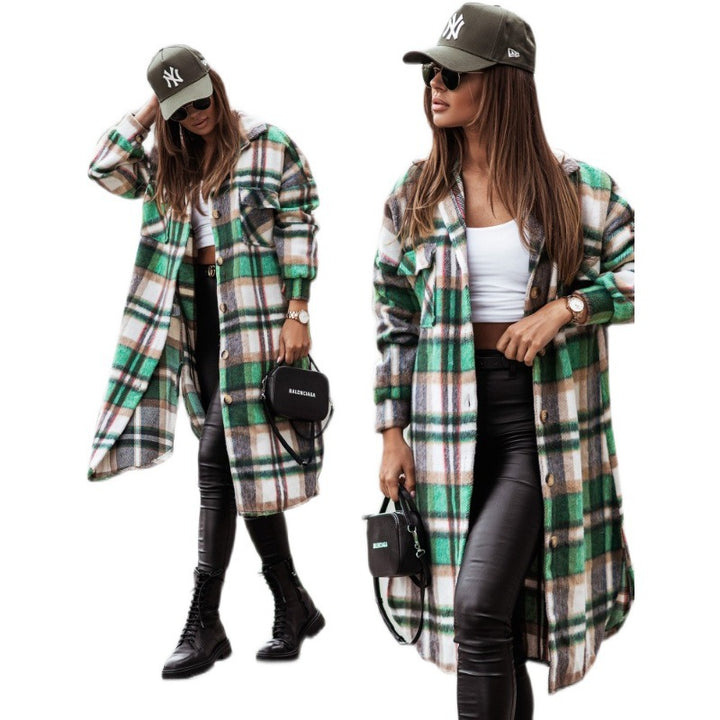 Ladies Plaid Long Coat Lune London
