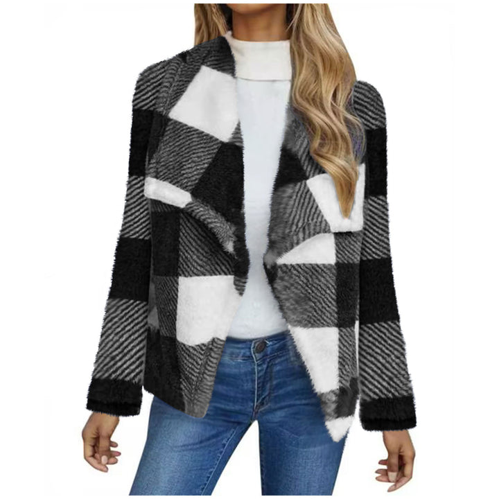 Lune London Women's Fleece Jacket with Plaid Pattern