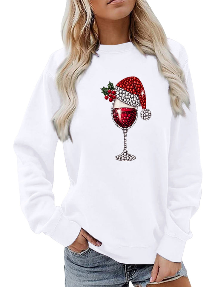 Sweatshirt pour femmes avec doublure douce et motif festif en vin Chic & Stil