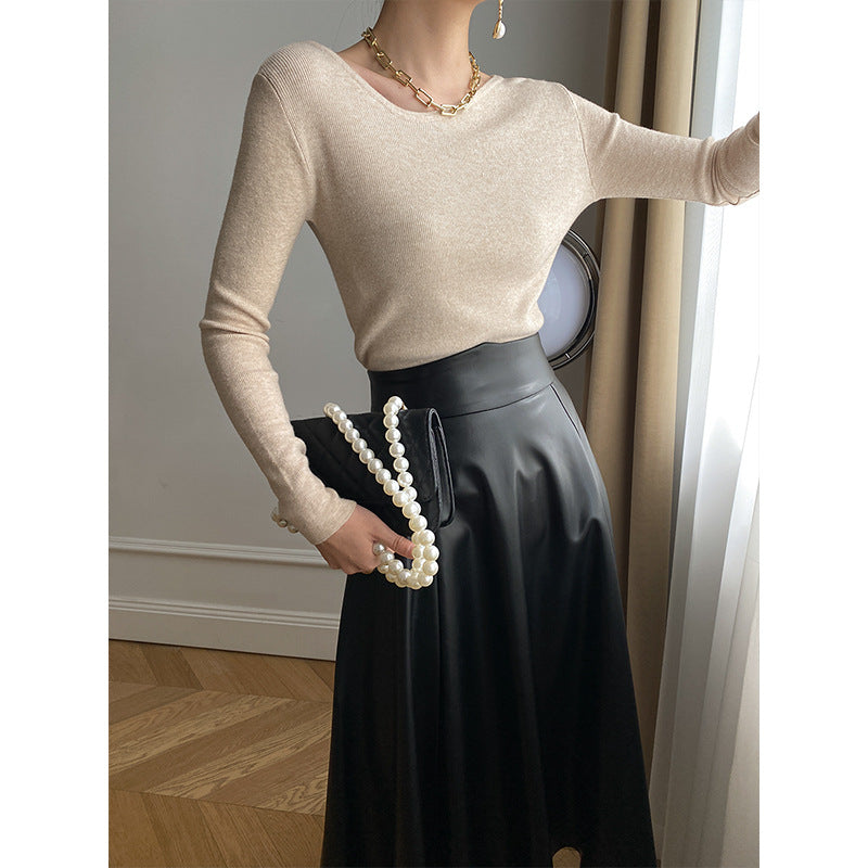 Ladies long-sleeve shirt with fine rib structure Chic & Stil