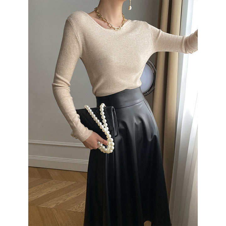 Ladies long-sleeve shirt with fine rib structure Chic & Stil