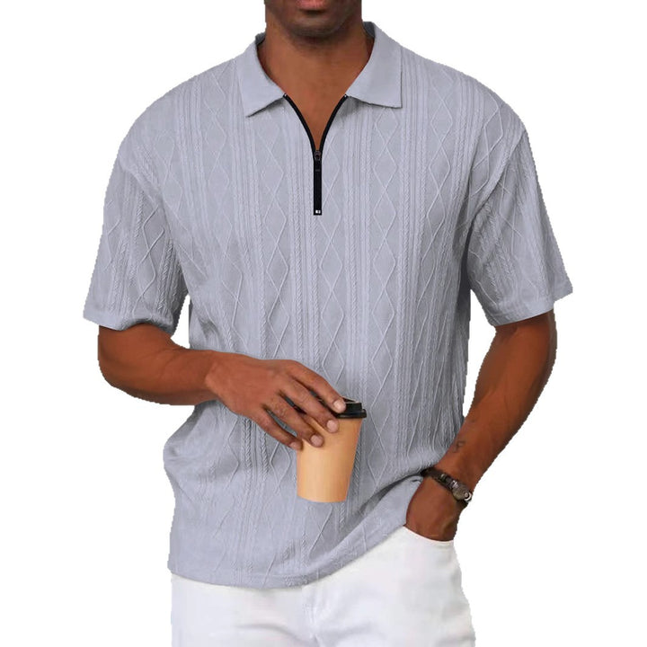 Men's polo with structured zip collar and short sleeves Lune London