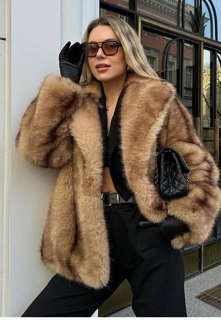 Ladies Elegant Faux Fur Coat Lune London