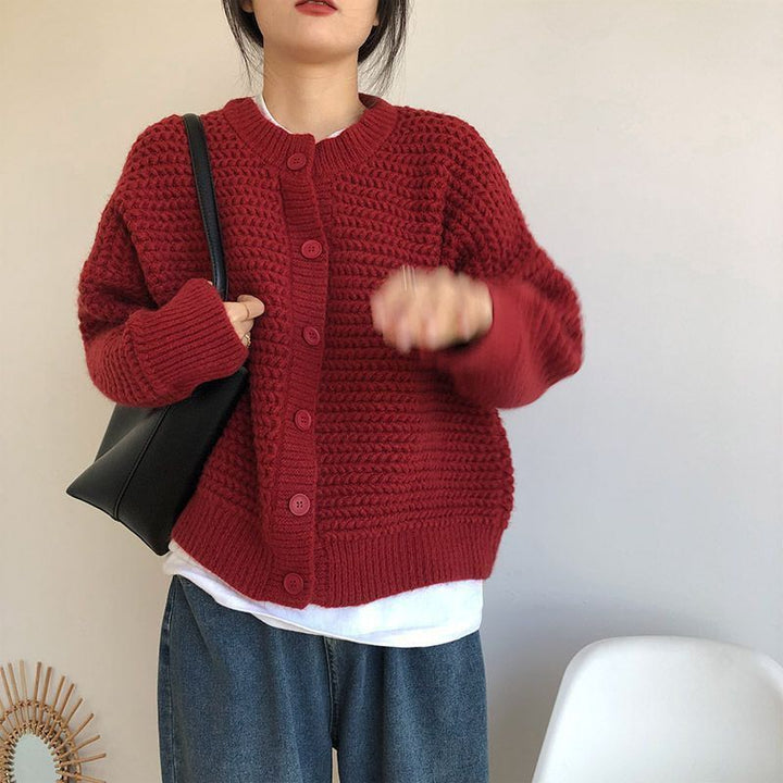 Thick knit jacket for women with button details and oversized cut Lune London