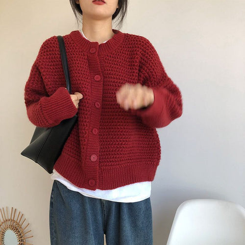 Thick knit jacket for women with button details and oversized cut Lune London
