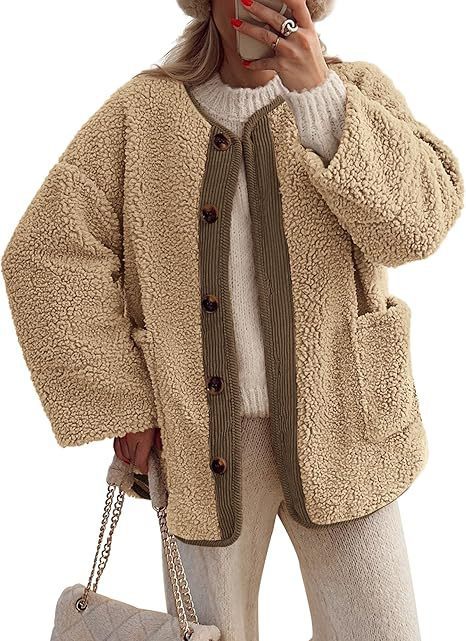 Ladies cozy fleece jacket with Moon London button details