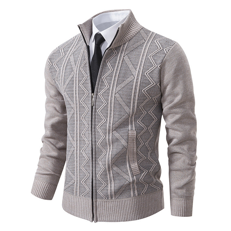 Men's knit jacket with high collar and zipper Lune London