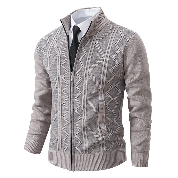 Men's knit jacket with high collar and zipper Lune London