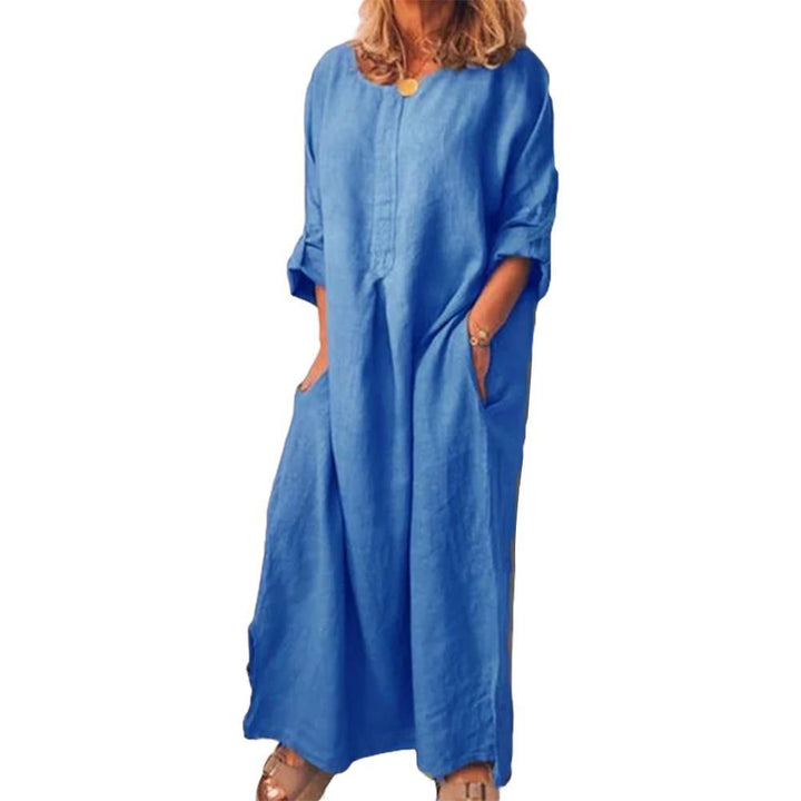 Casual linen dress for women with practical pockets and elegant button details Lune London
